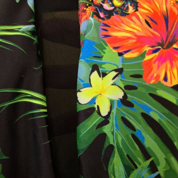 Vintage Push Up Black Tropical Mesh Detail One-Piece Swimsuit Size L - Picture 7 of 8